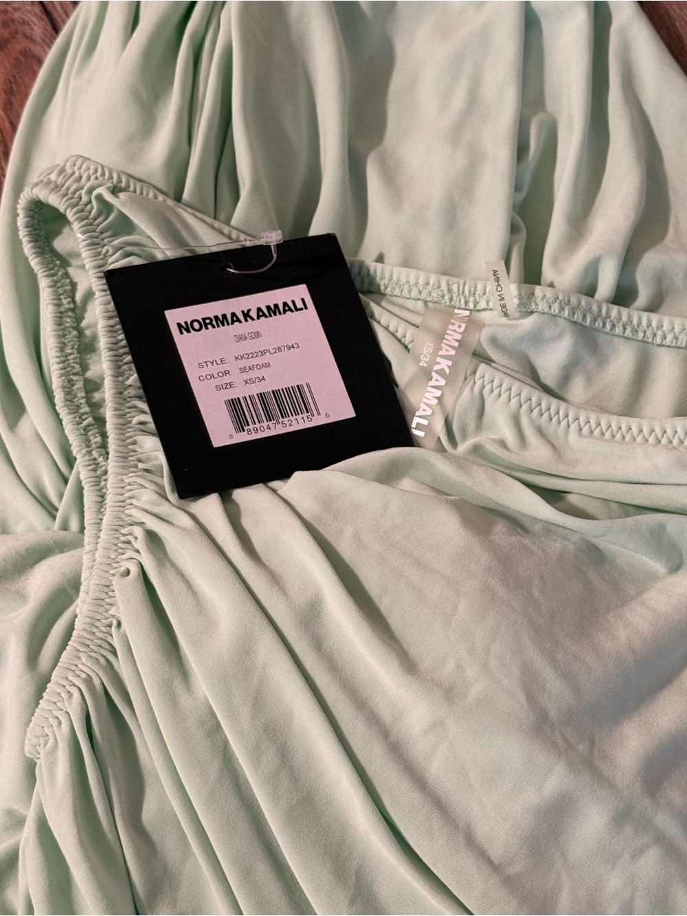 NWT NORMAN KAMALI Seafoam Midi Dress Sz XS